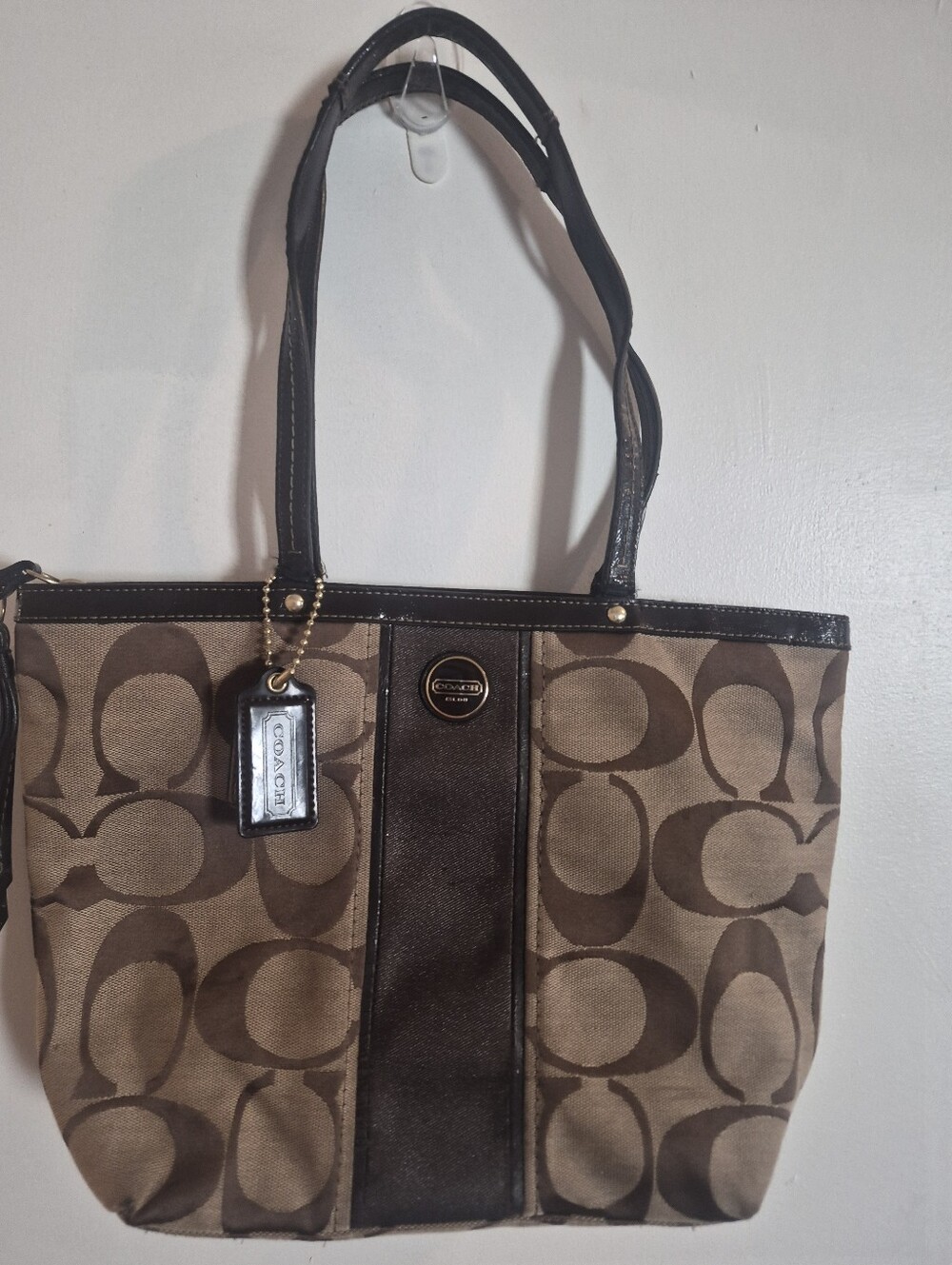 Coach Signature Canvas Tote in Brown and Dark Brown